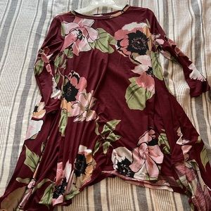 Burgundy Floral Tunic